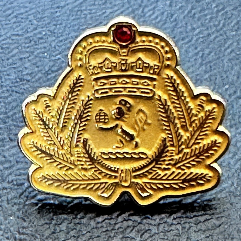 Vintage Gold Tone Maritime Crest Lapel Pin Crown Anchor Nautical